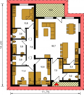 Floor plan of ground floor - BUNGALOW 196